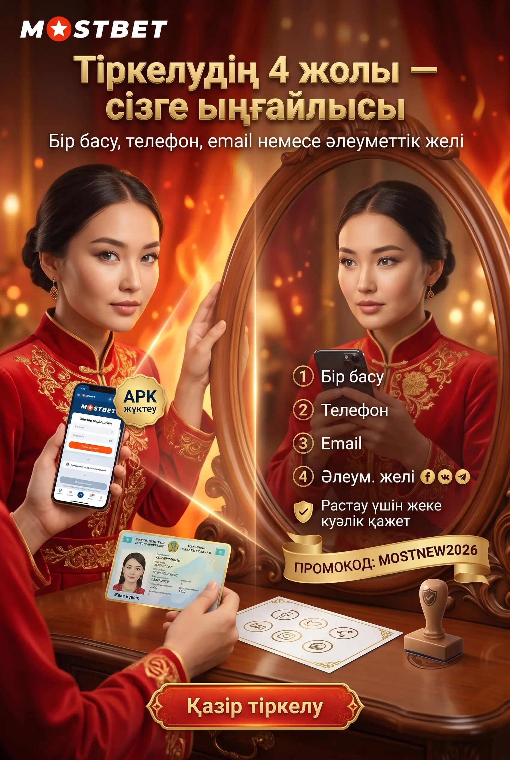 Mostbet тіркеу қадамдары