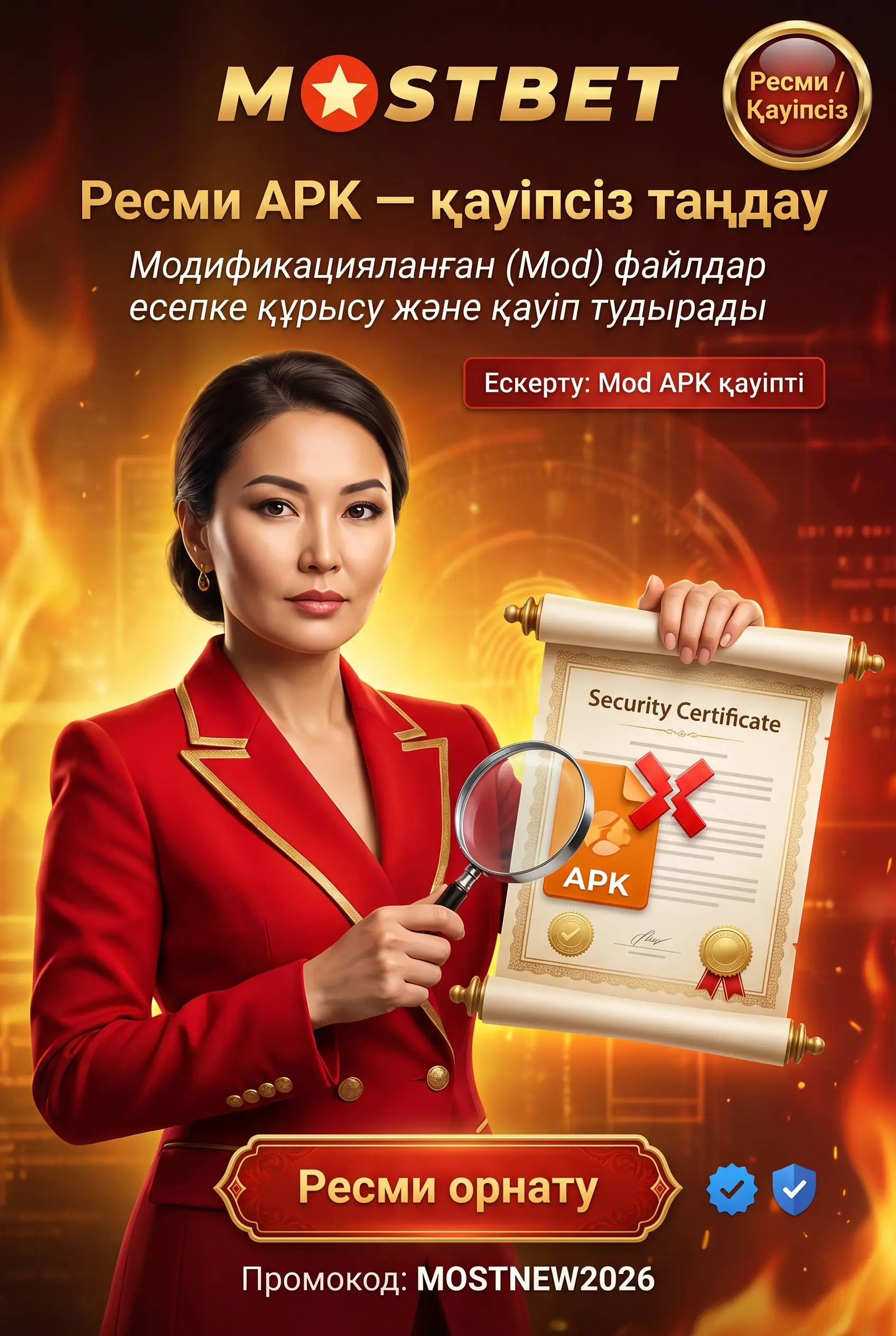 Ресми Mostbet APK қауіпсіз таңдау